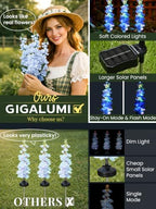 GIGALUMI 3 Pack Solar Delphinium Flowers Outdoor, 2 Modes, Blue - Image 2