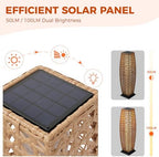 Grand patio 2-Piece Outdoor Floor Lamp Solar Lantern, Water-Resistant Wicker Boho Patio Light with 50/100 Lumens Dual Brightness & Memory Mode for Garden Porch Deck Decor, Large Diamond Natural - Image 4