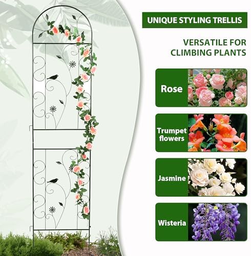 2 Pack 86.5" x 19.7" Metal Garden Trellis for Climbing Plants, Black - Image 3