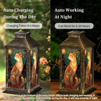 Solar Lantern Stained Glass Cat Mandala Wall Outdoor Waterproof Garden Hanging Lantern Solar Powered Lighting Outside Solar Light for Patio Yard Camping, Gifts for Women Mom - Image 4