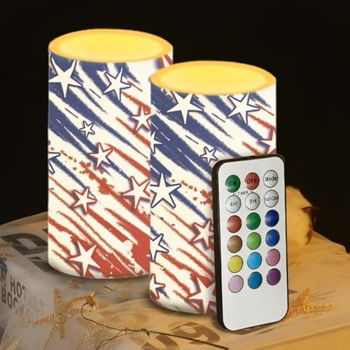 The Stars Stripes Print Flameless Candles with Remote and Timers Battery Operated Candles for Independence Day Home Party Banquet Decoration - Image 4