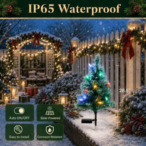 Solar Christmas Tree Lights Decorations-Waterproof XS Pathway Lights,4 Pack - Image 4