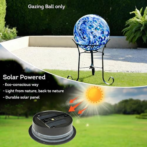 Lily's Home Gazing Ball - 7.68" Glass Globe with Solar Powered Lights - Outdoor Solar Lights for Yard & Patio - Garden Decor - Automatic On/Off Photosensitive Switch - Blue - Image 5