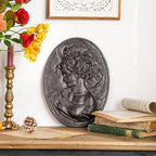 Sungmor Brown Cast Iron Wall Decor,Oval-shaped Classical Lady Relief Plaque - Image 5