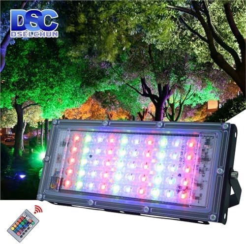 50W RGB LED Flood Light, 220V-240V AC, IP65 Waterproof Color-Changing Outdoor Spotlight with Remote Control(RGB-50 W) - Image 3