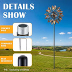 LEIFIDE Black 72" h Replacement Pole for Large Wind Spinner, Windmill Replacement Parts, Three-Part Composition, 22mm Thicker Tube, Easy Assembly for Large Metal Wind Spinner (2 Prongs Base) - Image 3