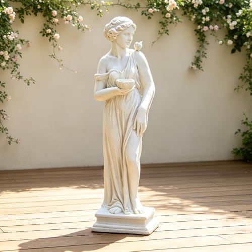 Outdoor Nymph Statue with Hand Bowl Holder, Religious Garden Sculpture, Goddess of Greek Mythology Roman Style for Yard Patio Lawn Church Decor, Catholic Christian Spiritual Gift, Ivory - Image 7