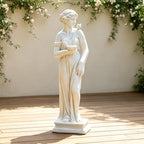 Outdoor Nymph Statue with Hand Bowl Holder, Religious Garden Sculpture, Goddess of Greek Mythology Roman Style for Yard Patio Lawn Church Decor, Catholic Christian Spiritual Gift, Ivory - Image 7