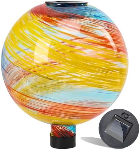 VCUTEKA Solar Gazing Ball, Glass Garden Globes for Outdoor Decor, 10" Red by VCUTEKA