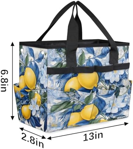 Lemon Garden Tool Bag Organizer Heavy Duty Fruit Flower Gardening Tote Bag with 10 Pockets for Women Men Gardening Gifts - Image 4