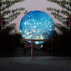 Alpine Corporation 13" Tall Indoor/Outdoor Pearlized Blue Glass LED Gazing Globe with Stand - Image 4