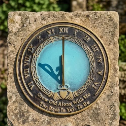 Brass Sundial Garden Decor, Antique Style Sun Clock Ornament 10 Inch - Image 4