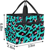 Leopard Pink Garden Tool Bag Tote for Men Women Multiple Pockets Wide Mouth Heavy Duty Waterproof Tool Organizer Bag for Outdoor Lawn Yard Portable Gardening Storage With Elasticbands - Image 2