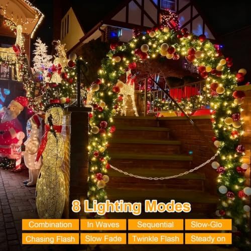 QITONG 2 Pack Warm White Solar String Lights, Each 66ft 200 LED Solar Fairy Lights Outdoor Waterproof, 8 Modes Green Wire Solar Twinkle Tree Lights for Outside - Image 4