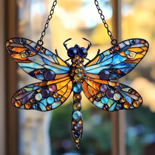 Tiffany Effect Dragonfly Acrylic Suncatcher by AVAGAN