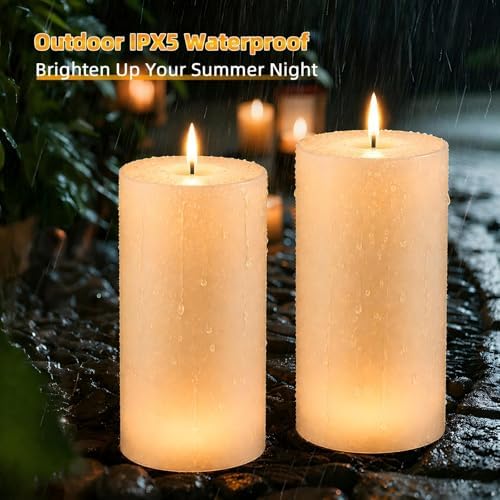 IMAGE 4x12 Inch Waterproof LED Flameless Candles with Remote Timer 2 Pack - Image 3