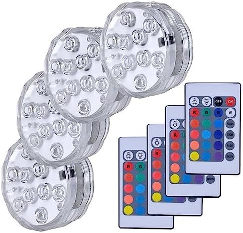 RGB Submersible Led Lights Battery Operated Underwater Spot Lights with Remote Outdoor Vase Bowl Pond Garden Party Decoration(1 Controller 4 Lamp) - Image 2