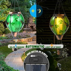 St Patricks Hot Air Balloon Solar Lantern - Patrick's Shamrock Glass Lantern, Simulated Flickering & Dancing Flame, Outdoor Hummingbird Hanging Yard Light for Patio Porch Decor Irish Clover Gift - Image 3