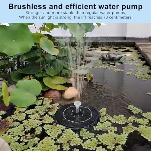 5 Inch Solar Water Pump, 7V/1.7W 200L/h Bird Bath Fountain Pump, w 6 Nozzle, Free Standing Floating Solar Powered Water Fountain Pump for Bird Bath, Garden, Pond, Pool, Outdoor - Image 7