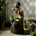 Garden Water Fountain Outdoor Decor - 38.4" 3 Tier Standing Cascading Waterfall Outdoor Water Fountain with LED Lights & Pumps,Natural Design for Garden,Patio, Porch, Backyard, Home Art Decor by Bumilgar