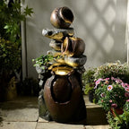 Garden Water Fountain Outdoor Decor - 38.4" 3 Tier Standing Cascading Waterfall Outdoor Water Fountain with LED Lights & Pumps,Natural Design for Garden,Patio, Porch, Backyard, Home Art Decor by Bumilgar