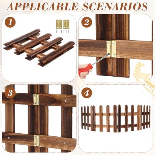 DOITOOL Wooden Picket Fence Garden Border, Decorative Garden Fence Animal Barrier Landscape Fencing Border for Dogs, Flower Bed, Yard and Patio Outdoor Decor (Total Length: 120cm, Height: 30cm) - Image 5