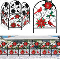 Yaocom 12 Pack Christmas Cardinal Fence, 16.5"H x 11.8"W Metal Garden Decor by Yaocom