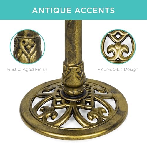 Best Choice Products Bird Bath, 28in Outdoor Resin Pedestal - Gold - Image 4