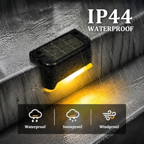 32 Pack Warm White LED Solar Step Lamp Path Stair Outdoor Garden Lights Waterproof Balcony Light Decoration for Patio Stair Fence Light,IP44 Waterproof,800MAH (32, Black) - Image 7