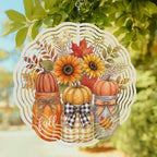 12 Inch Bottle Pumpkins Fall Wind Spinner for Yard and Garden,Thanksgiving Harvest Sunflowe Maple Hanging Ornaments Outdoor 3D Kinetic Wind Sculpture Spinners Indoor Outdoor Patio Décor Gift - Image 2