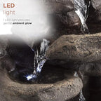 Alpine Corporation WIN472 Indoor Tabletop 3-Tiered Stone Fountain with LED Lights, Cascading Stone Water Fountain 11", Gray - Image 5