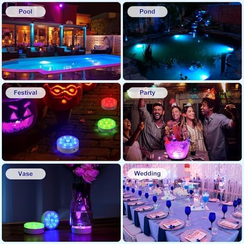 LUXJET Rechargeable Pool Lights 4 Pack, Submersible LED Lights, RF Remote - Image 3