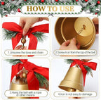 MorningRo 4 Pcs 8+6.5in Gold Giant Bells Extra Large Christmas Bells for Outside Decor for Xmas Tree Doors Firepalces Unique for Large Xmas Bell Ornaments Garland Indoor Outdoor - Image 3