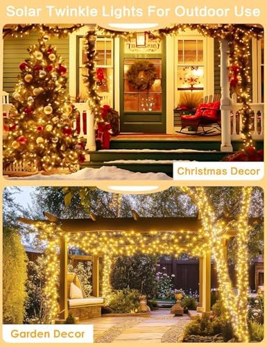 Solar String Lights Outdoor, 3Pack 300LED 120FT Fairy Lights Warm White - Image 6