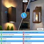 wowlite Dusk to Dawn Outdoor Wall Lights, Bronze Up & Down Sconce, 2 Pack - Image 4