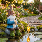 Solar Garden Gnome Statues Outdoor Statue Decor, Outdoor Fishing Gnome with Bee Solar Lights, Garden Figurines for Yard Decor Patio Porch Lawn Ornaments, Birthday Gifts for Mom, Thanksgiving - Image 5