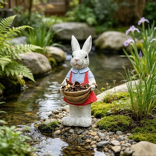 16.14" Rabbit Garden Statue, Resin Flower Pot Holder Decor - Image 6
