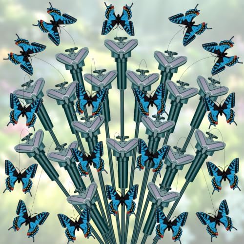 Tujoe 18 Pcs Solar Moving Butterfly Garden Stakes, Waterproof, Blue by Tujoe