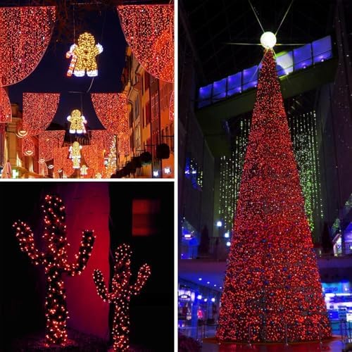 KAQ 2pack 500LED Solar String Lights Outdoor Waterproof Red & White - Image 3