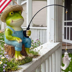 Frog Fisherboy Statue | Outdoor Garden Decor, Resin Animal Statue, Pond Ornaments, Poolside Garden Decor, Koi Fish Pond, Unique Fisherman Gifts - Image 7