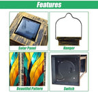 Solar Lantern Outdoor Waterproof Solar Powered Colorful Stained Glass Window Abstract Stained Glass Art Nouveau Hanging Lantern for Garden Patio Deck Yard Camping Tabletop Decor Lighting - Image 3