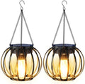 Solar Lanterns Outdoor Waterproof Metal Solar Hanging Lantern, 2Pack by AOUNQ