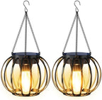 Solar Lanterns Outdoor Waterproof Metal Solar Hanging Lantern, 2Pack by AOUNQ
