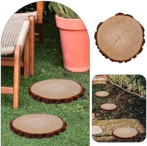 Garden Wooden Stepping Stones Outdoor 10.62X10.62X0.74In Wood Step for Backyard Decor Pathway Landscaping Decorative Garden Ornaments - Image 5