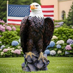 Patriotic Bald Eagle Garden Statue, 24.4" Tall Large Standing American Eagle Sculpture for Yard Decor, Hand-Painted Bird Art Lifelike Animal Figurine Themed Ornament for Gifts by Gahowlen