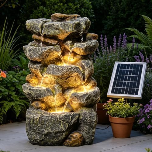 Solar Water Fountain Outdoor Cascading Design 5 Tier Feature Fountains by KAISOKUFOUNTAIN