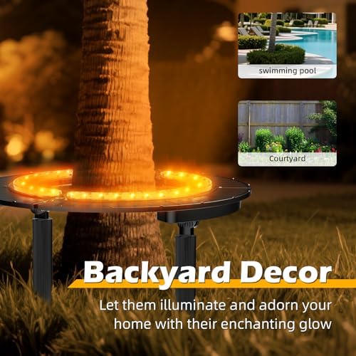 Wireless Solar Palm Tree Lights Outdoor, 3000K Warm Light 10000 mAh & 32 LEDs Outdoor Yard Lighting, Uplight Landscape Lights Solar Powered Flood Lights for Large Tree, Backyard, Garden - Image 4