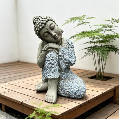 16.34" Serene Sleeping Buddha Statue, Meditating Buddha Sculpture Figurine - Image 7