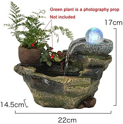 Carved Decorative Resin Fountain Creative Resin Desktop Fountain Desktop Waterfall Aquarium Flowerpot Home Office Club Decoration Gifts for Indoor and Outdoor Fountain Offices (Color : A) - Image 2