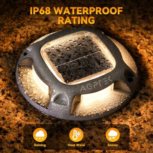 AGPTEK 2 Colors in 1 Solar Driveway Lights 12 Pack with Ground Spike Design - Image 4